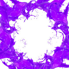 Circle of purple paint with free space for text, isolated.