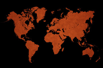 Fototapeta na wymiar Mapa świata na czarnym tle
