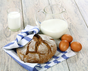 Milk, bread and eggs