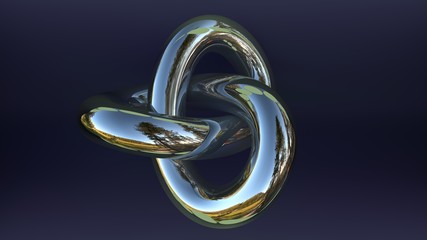 chrome torus knot on dark blue background