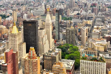 Photo sur Plexiglas New York Vue d& 39 oiseau de rues de Manhattan de New York