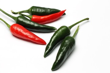 Red and green hot peppers