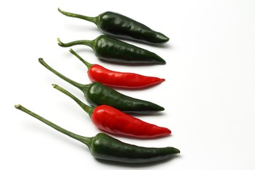 Red and green hot peppers