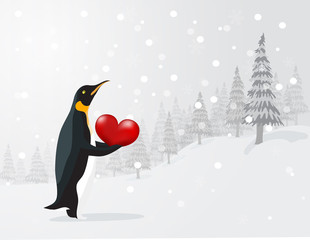 Penguin standing valentine's day