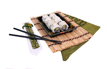 sushi california rolls isolated on white background