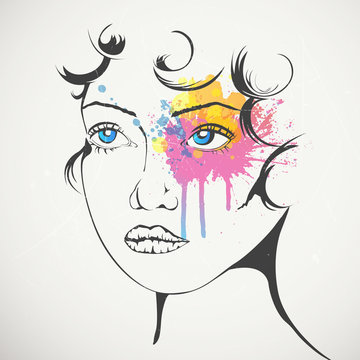 Vector Illustration of an Abstract Fashion Woman