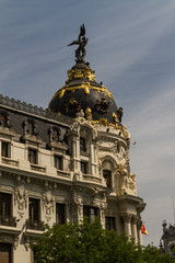 Obraz premium Metropolis building facade located at Madrid, Spain