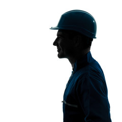 Fototapeta premium man construction worker profile sideview silhouette portrait