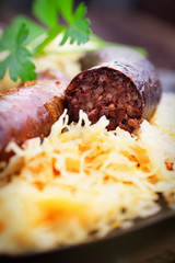 Bloody sausage and sauerkraut