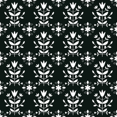 Black and white seamless ornamental pattern