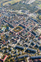 aerial view of Pinczow city suburbs in Poland