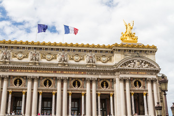 Architectural details of Opera National de Paris: Front Facade.