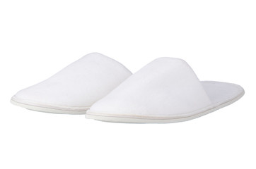 A pair of white slippers