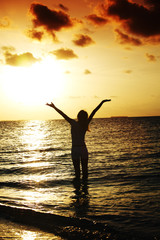 Fototapeta premium sunset woman