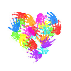 child hand prints in heart form