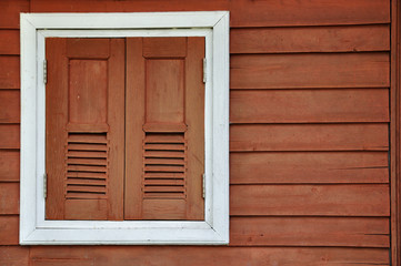 Wood windows with white frame