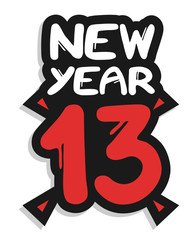 New year 13 sticker