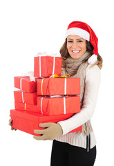 Isolated young christmas girl