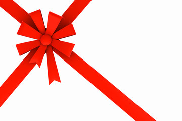 Red ribbon and bow. Isolated on white