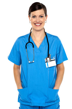 Female doctor with stethoscope around her neck