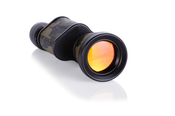 military colored monocular isolated on white background