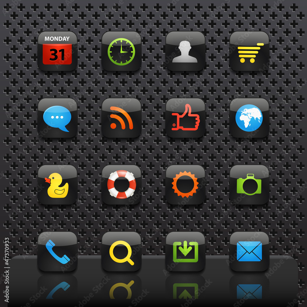 Poster Mobile interface with color icons template