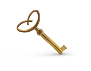 Old key isolated on white