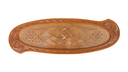 Small wooden tray from Suriname, isolated