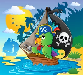 Foto op Plexiglas Piraten Afbeelding met piratenpapegaai thema 2