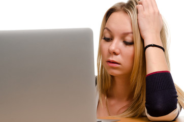 Young woman concentrating on her work