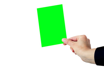 Hand holding up green list