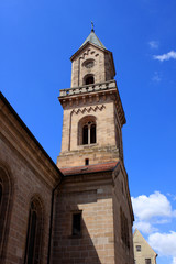 Fototapeta na wymiar Tower of St. Paul church, Dinkelsbuehl