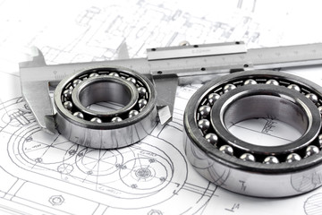 technical drawing and pinion with bearings