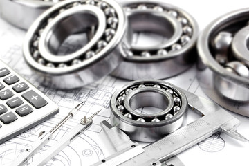 technical drawing and pinion with bearings