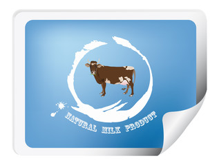 Label with a cow for packaging dairy products.Vector