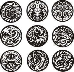 Round dragon designs