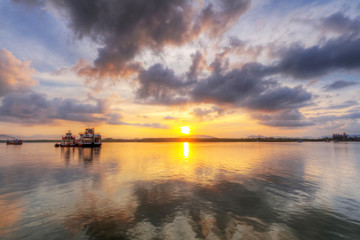 Obraz na płótnie Canvas Sunrise at the river in Koh Kho Khao, Thailand