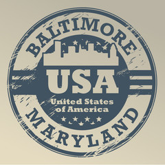 Grunge rubber stamp with name of Maryland, Baltimore, vector
