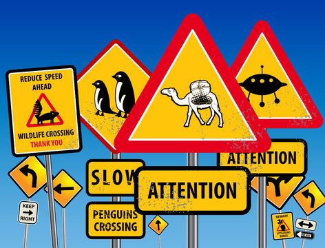Road signs chaos, vector illustration