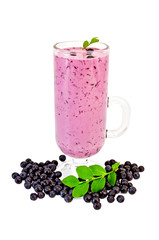 Milkshake with blueberries in a wineglass