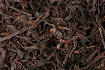 aromatic black dry tea, close up