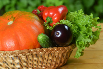 vegetables in wicker