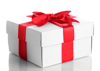 gift box with red ribbon, isolated on white