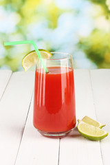 Bloody Mary cocktail on bright background