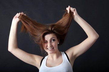 woman with problems with her hair