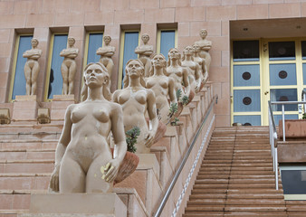 stairs with statute of naked ladies