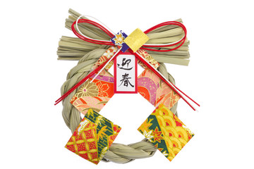 Shinto straw festoon decorating New Year in Japan
