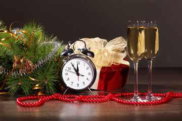 Glasses of champagne at new year party