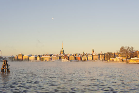 Stockholm Old Town on a sunny winter morning