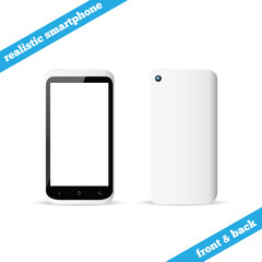 Empty realistic white smartphone front and back vector eps10